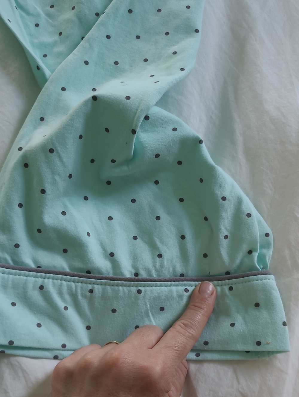 NWT Pajamagram Pajama Set Pale Blue With Grat Dot, Med, Small Flaws - Picture 10 of 13